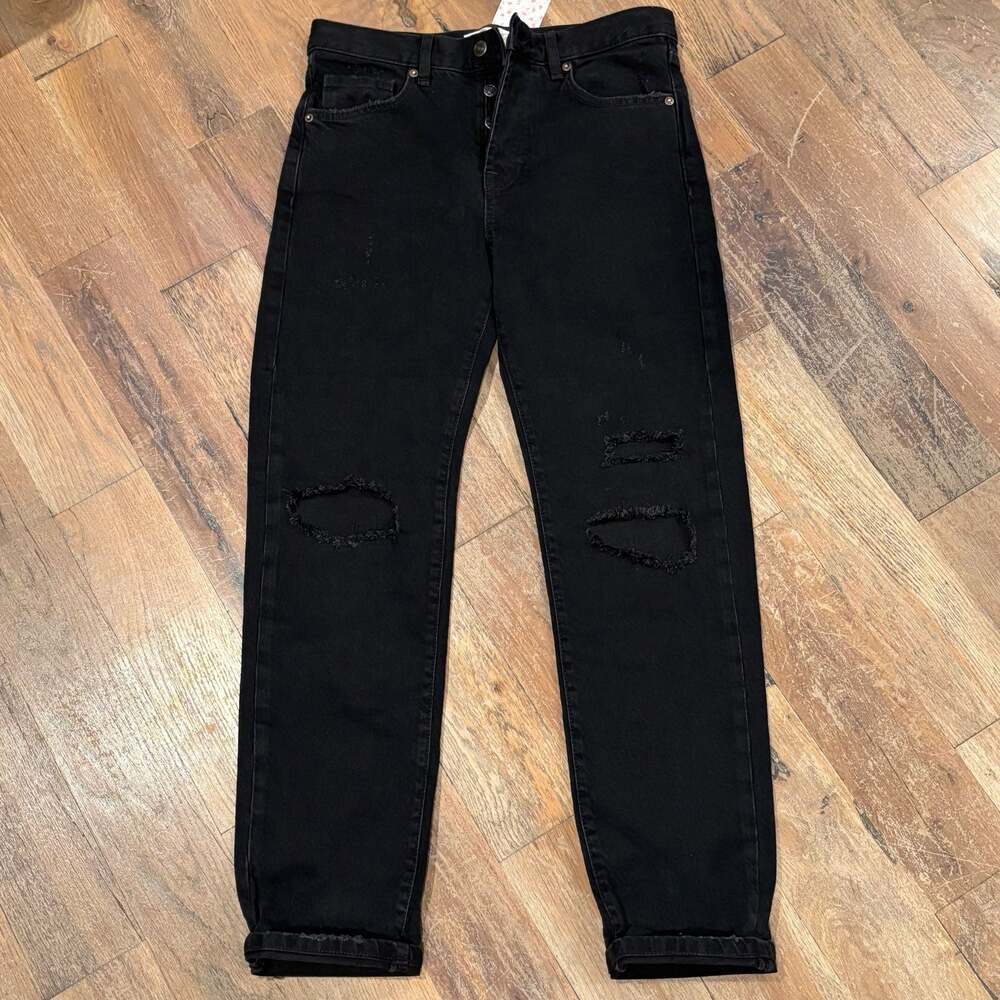 Free People Bren  Distressed Boyfriend Button Fly Jeans Size 26